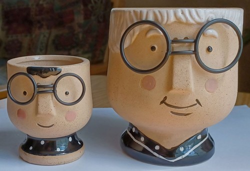 Set ceramic face planters - of,