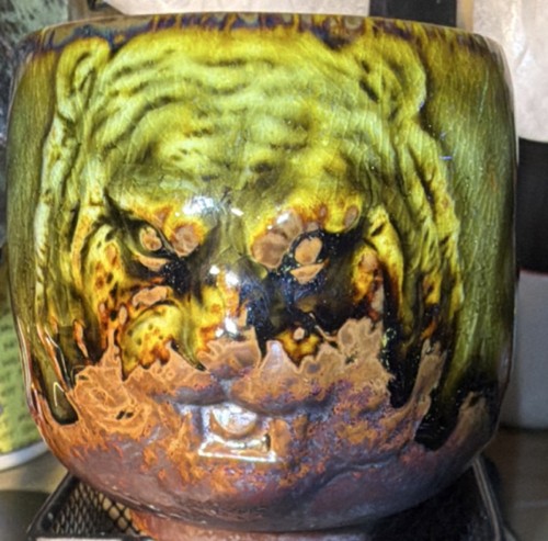 Ceramic teacup tiger - ceramic,